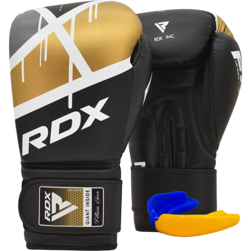 Боксерські рукавиці RDX F7 Ego Black Golden 16 унцій (капа у комплекті)
