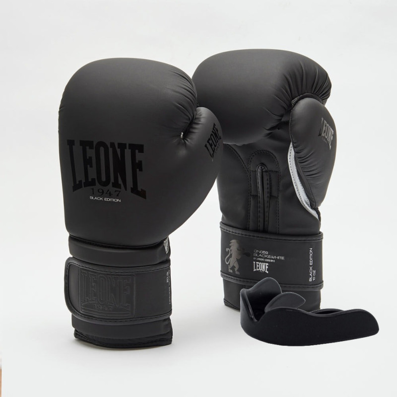 Боксерські рукавиці Leone GN059 Black/White 12 унцій (капу в комплекті)