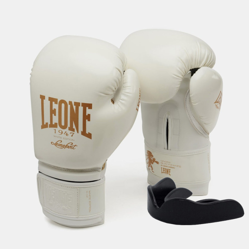 Боксерські рукавиці Leone GN059W White/Gold 10 унцій (капу в комплекті)
