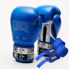 Боксерські рукавиці Leone GN208 ICONIC Blue 10 унцій (бинти 4 м. в комплекті)