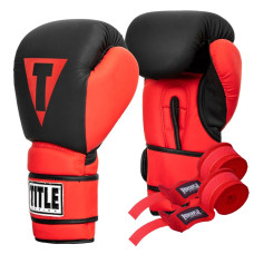 Боксерські рукавиці TITLE Boxing Guts and Glory Black/Red XL 16oz (бинти 4м. в комплекті)