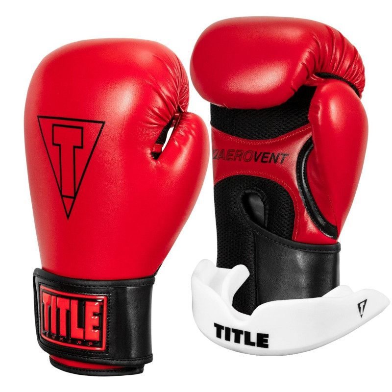 Боксерські рукавиці TITLE Boxing Vegan Gloves Red/Black 12 oz (капа в комплекті)