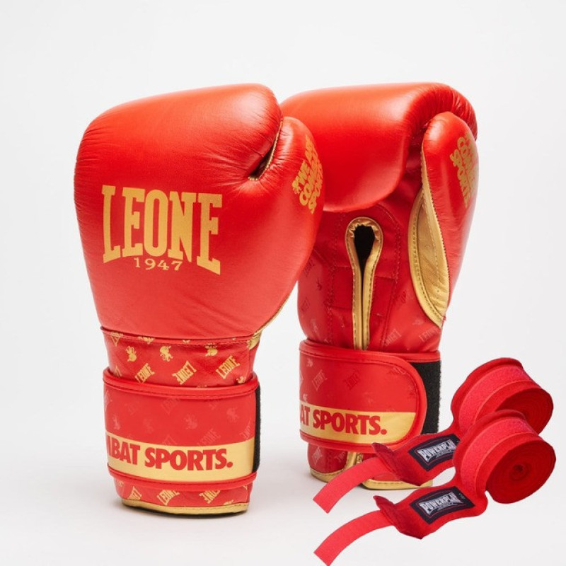 Боксерські рукавиці Leone GN220 DNA Red 16 унцій (бинти 4 м. в комплекті)