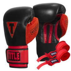 Боксерські рукавиці TITLE Boxing All Heart Bag Gloves 2.0 Black/Red 12 oz (бинти 4м. в комплекті)