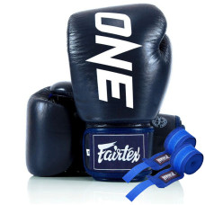 Боксерські рукавиці Fairtex BGV1-ONE (натуральна шкіра) Blue 12 унцій (бинти в комплекті)