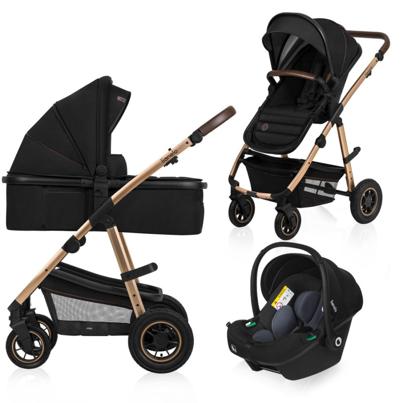Универсальная коляска 3 в 1 Lionelo AMBER BLACK ONYX