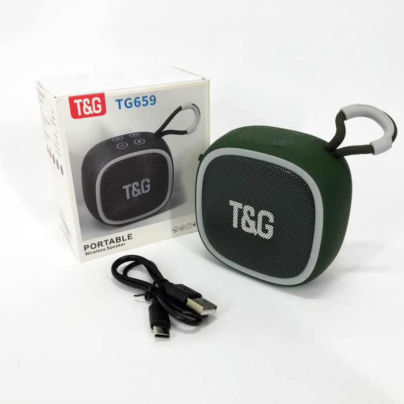 Портативная Bluetooth-колонка TG659 с ремешком, Беспроводная колонка портативная мощная. Цвет: зеленый