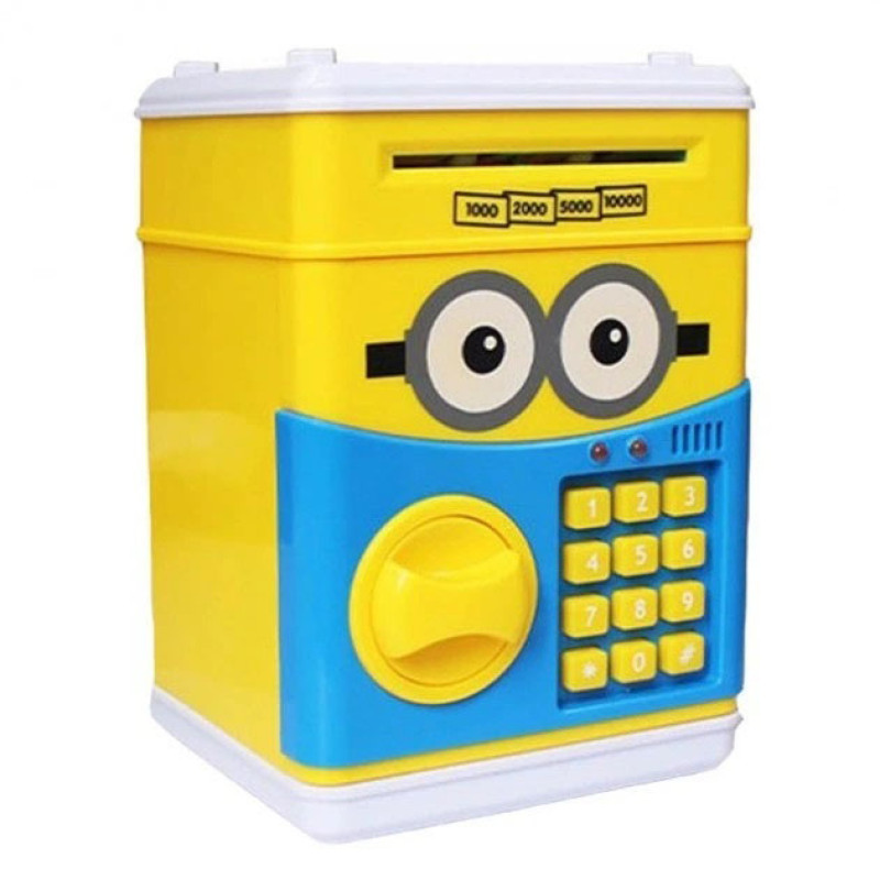 Детская копилка-сейф UKC электронная Minion с кодовым замком и купюроприемником Банкомат для денег Миньон