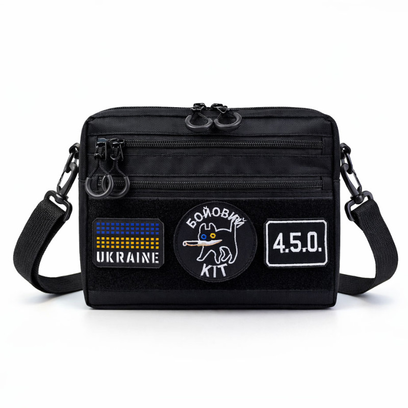 Тактическая сумка для патчей Cordura 600D — 5 карманов, мессенджер черный из ткани