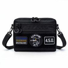 Тактическая сумка для патчей Cordura 600D — 5 карманов, мессенджер черный из ткани