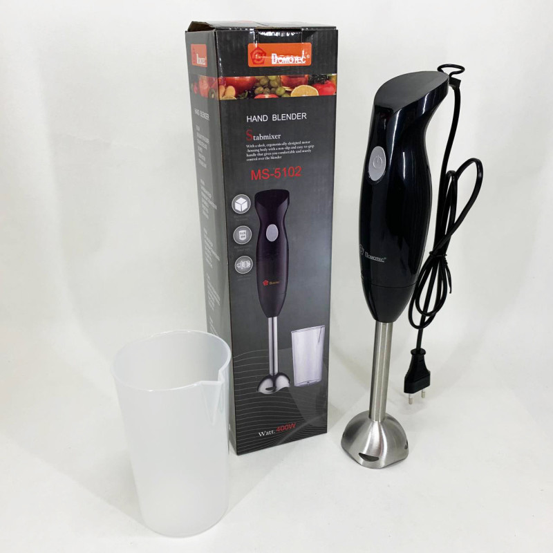 Блендер погружной ручной с чашей DOMOTEC MS-5102 400 W, Красивый погружной блендер для дома