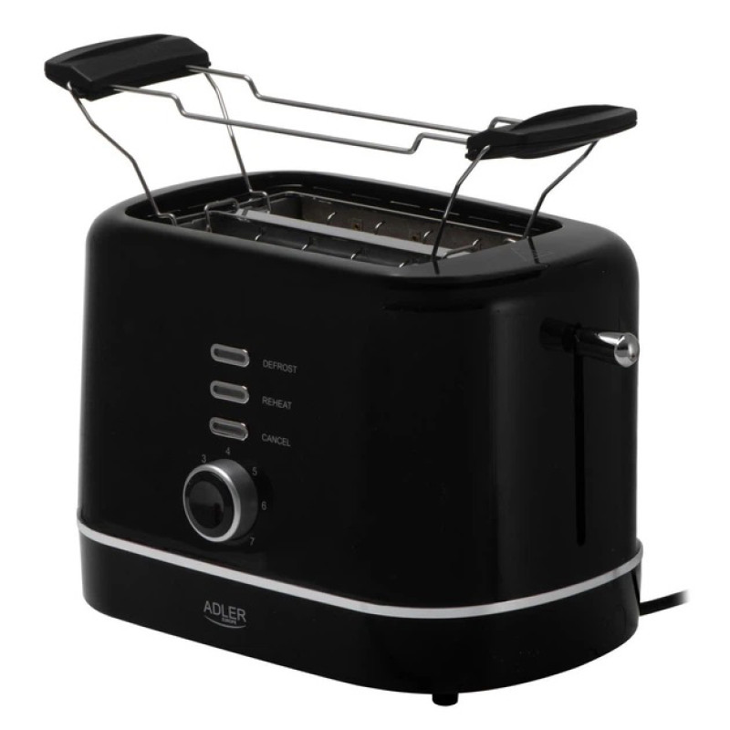 Тостер Adler AD 3224 7 уровней обжаривания решетка для булочек 850Вт Black