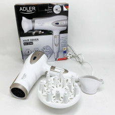 Электрический фен для волос Adler AD-2248 White 2400Вт для укладки и сушки с насадками с ионизацией