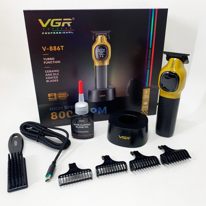 Триммер для стрижки волос VGR V-886T GOLD 8000RPM 4 насадки