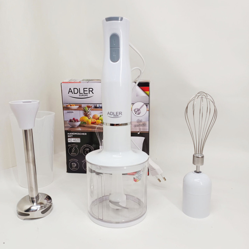 Блендер 3в1 ADLER AD 4620 миксер измельчитель 800Вт White