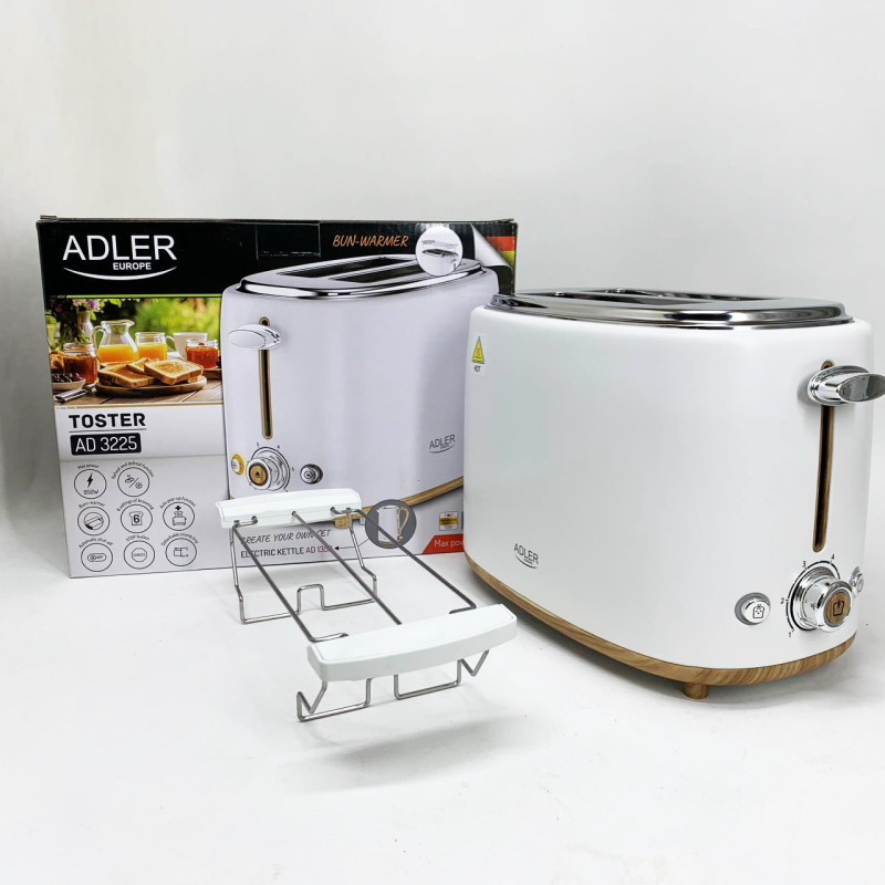 Тостер с решеткой для булочек Adler AD 3225, 6 уровней обжарки 950Вт