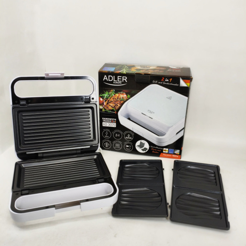 Бутербродница Adler AD 3070 2в1 1100Вт White