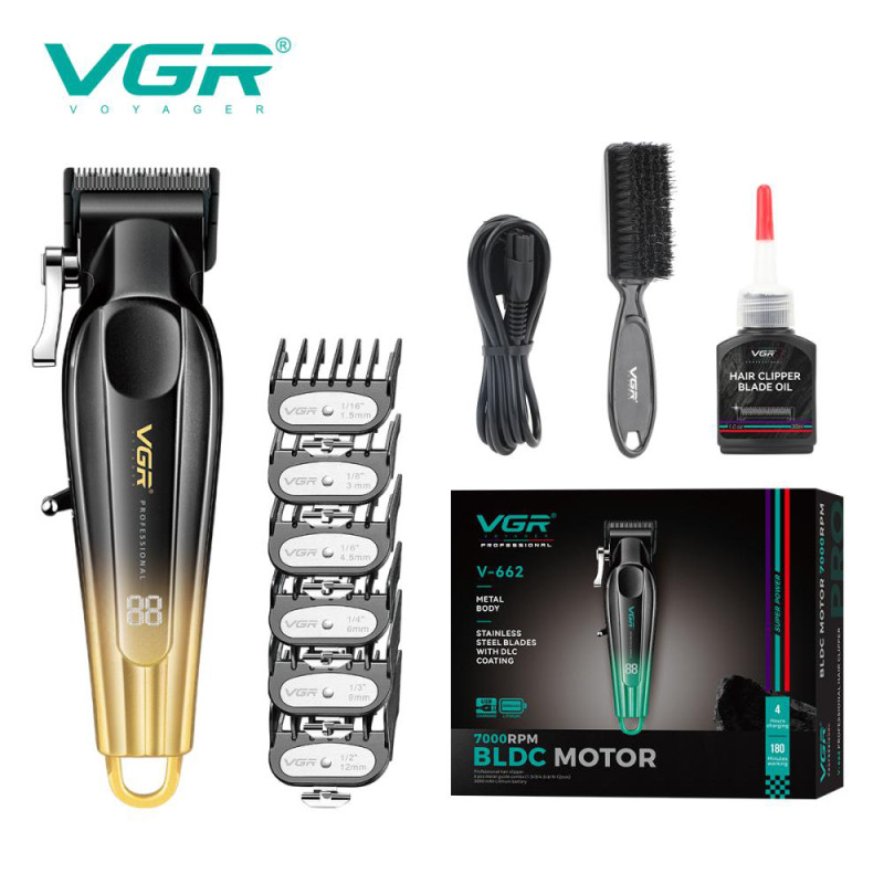 Аккумуляторная машинка для стрижки VGR V-662. Цвет: золотой