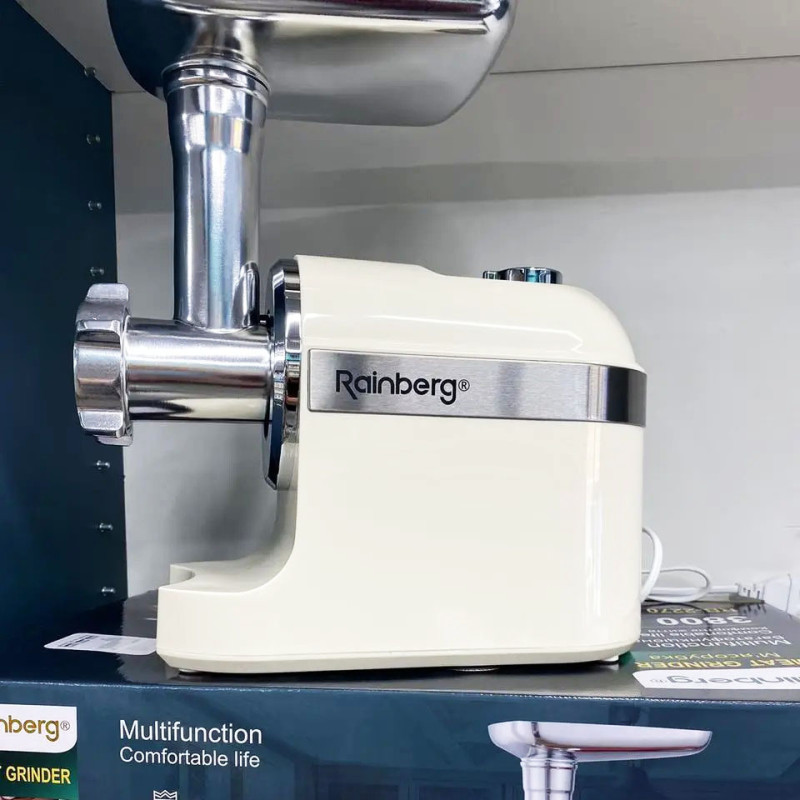 Мясорубка Rainberg RB-2270 с реверсом и насадками для шинковки и колбас 3800W White