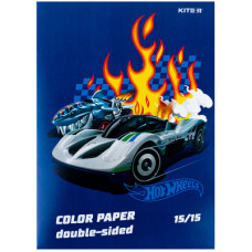 Кольоровий папір Kite А4 двосторонній Hot Wheels 15арк/15 кол (HW24-250)