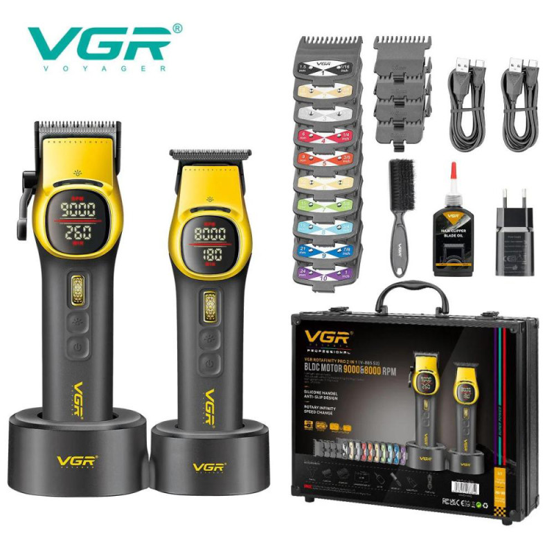Комплект VGR 2 в 1 V-885 S2 GOLD, аккумуляторная машинка для стрижки и триммер