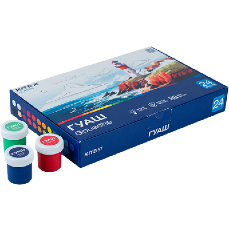 Гуашевые краски Kite Classic 24 цветов х 20 мл (K-097)
