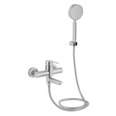 Смеситель для ванны Brinex Pure 006 с поворотным изливом (с душевым гарнитуром) Nickel BRIPUR006NKL
