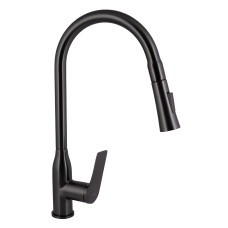 Смеситель для кухни Qtap Vlasta New с выдвижным изливом QTVLA344GMB45647 Gunmetal Black PVD