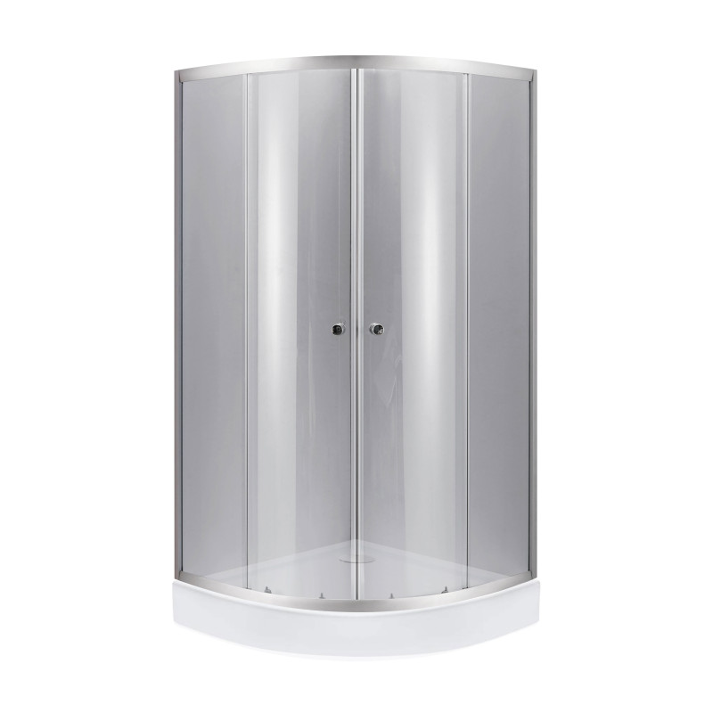 Lidz Набор: Душевая кабина Latwa SC90x90.SAT.LOW.DGR, полукруглая, стекло тонированное 4 мм + Душевой поддон Kapielka ST90x90x14
