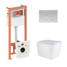 Готовое решение Qtap для ванной комнаты: подвесной унитаз Tern Ultra Quiet 525x345x360 + комплект инсталляции Nest 4 в 1 (круглая клавиша Satin)