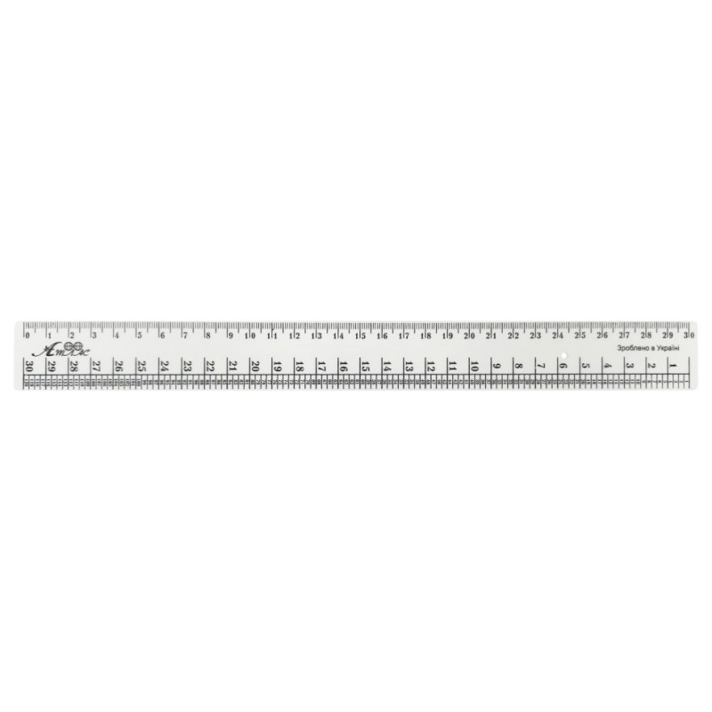 Линейка Закройщика AS-0609, К-9050 цвет белый, пластиковая, 30 см