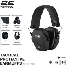 Тактичні навушники 2E Defence NRR 25 dB пасивні Black (2E-TPE016BK)