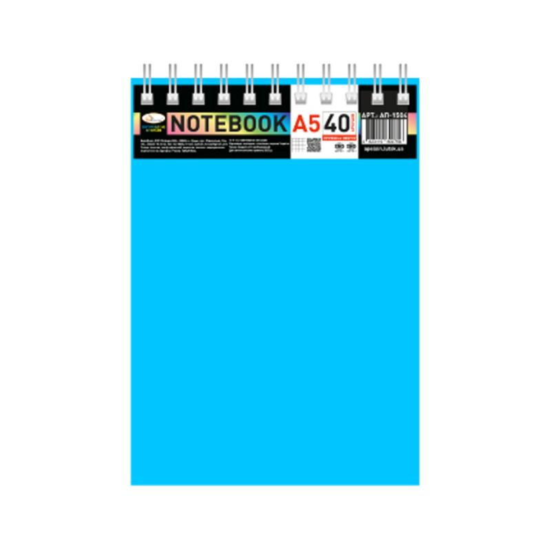 Блокнот А5 В-БП5-40(Light-Blue) 40 листов, пружина сверху