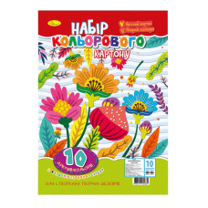 Набір кольорового картону Квіти АП-1104-2 формат А4, 10 кольорів