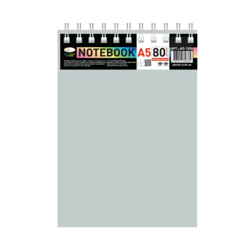 Блокнот А5 В-БП5-80(Gray) 80 листов, пружина сверху
