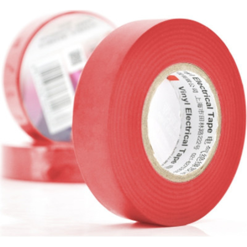 10шт, Изоляционная лента 3M 0.15мм x 18мм x 20м Red, от -10°С до +80°С (0,15мм*18мм*20м_R)