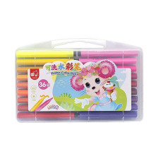 Набор фломастерів "Water color pen" 36 кольорів 204-36 у пластикому боксі Рожевий