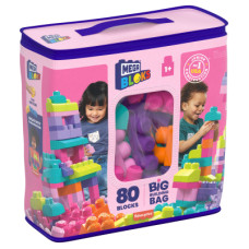Конструктор Mega Bloks рожевий у мішку 80 деталей (DCH62)
