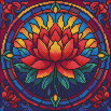 Алмазна мозаїка "Вітраж. Лотос" ©art_selena_ua AMO8330, 30х30 см