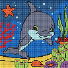 Алмазна мозаїка для дітей "Добрий дельфін" ©art_selena_ua AMO8111, 30х30 см