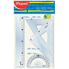 Лінійка Maped набір ESSENTIALS Medium, 20см, 4 предмета, прозорий (MP.242820)