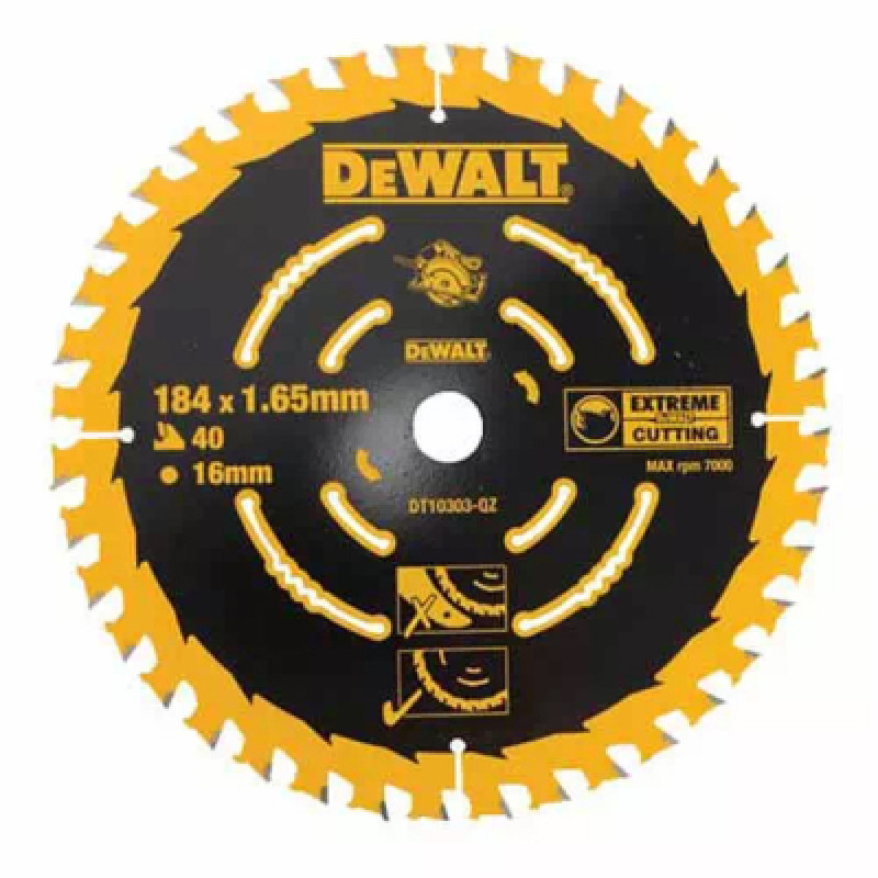 Диск пильный DeWALT EXTREME , 184 х 16 мм, 40 z, ATB, 18 град, универсальное применение (DT10303)