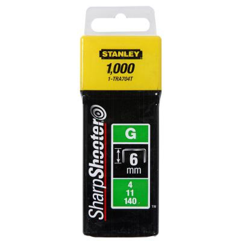 Скобы для строительного степлера Stanley тип G 6мм (Степлер 6-TR250) 1000шт (1-TRA704T)