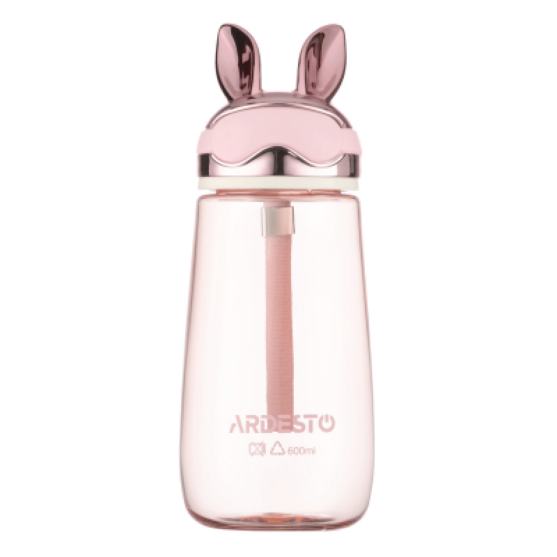Бутылка для воды Ardesto Bunny 600мл, пластик, рожевий (AR2260BP)