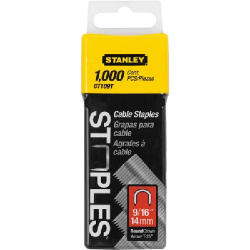 Скобы для строительного степлера Stanley CABLE, тип 7, L14мм, полукруглые, для крепления кабеля, 1000шт (1-CT109T)