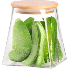 Емкость для сыпучих продуктов Ardesto Midori 700мл, скло, бамбук, конусна, прозорий (AR1374BBC)