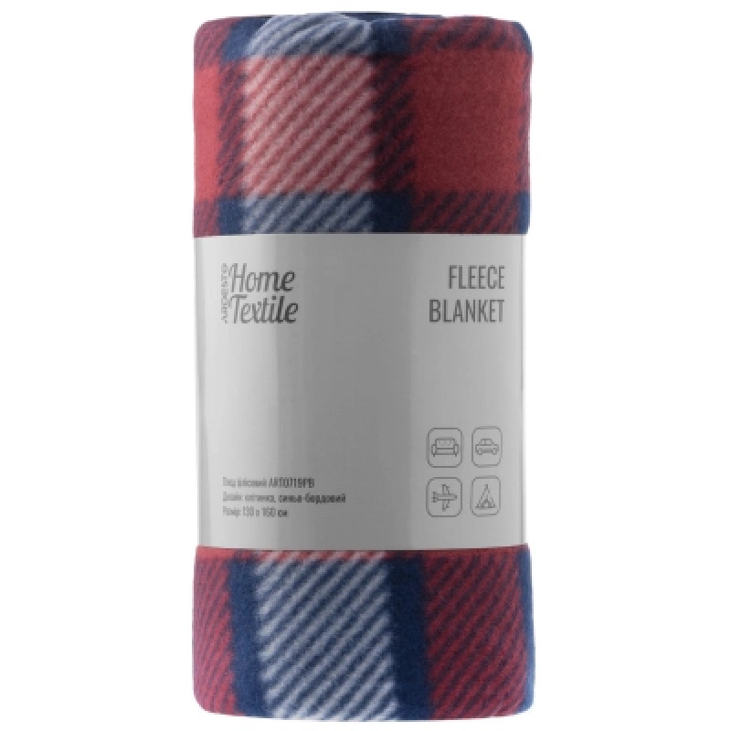 Плед Ardesto Fleece 100% полиэстер, клеточка, сине-бордовый 130х160 см (ART0719PB)