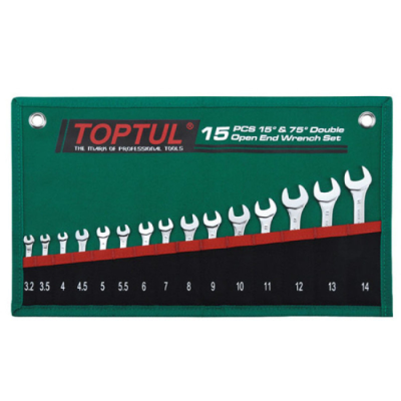 Ключ Toptul рожковый 15 шт. 3,2-14мм 15°х75° (GRAJ1501)