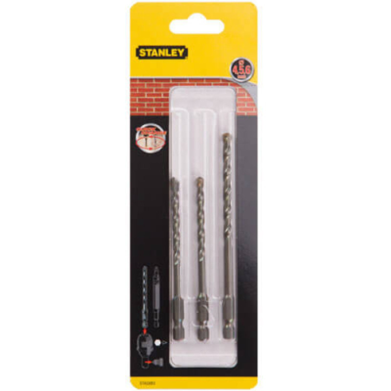 Набор сверл Stanley по кирпичу SUPER-LOСK, 3 шт,: 4,0/5,0/6,0 мм /длина 50/50/69 мм (STA53053)