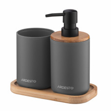 Набор для ванной комнаты Ardesto Minimalism 3 предмета Темно-серый 360 мл (ARHB3110GB)